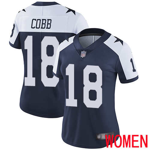 Women Dallas Cowboys Limited Navy Blue Randall Cobb Alternate #18 Vapor Untouchable Throwback NFL Jersey->women nfl jersey->Women Jersey